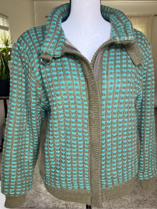Jackets & Blazers - GorGeous Vintage Bomber Jacket Teal & Gray women size small pockets zipper Fall